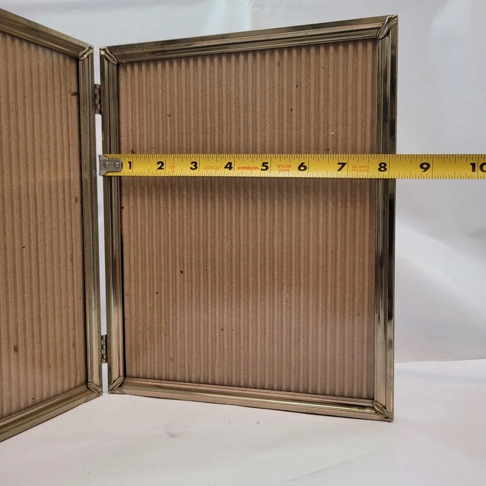 Double Folding Picture Frame Vintage Gold Ornate Metal Hollywood 8x10 Portrait